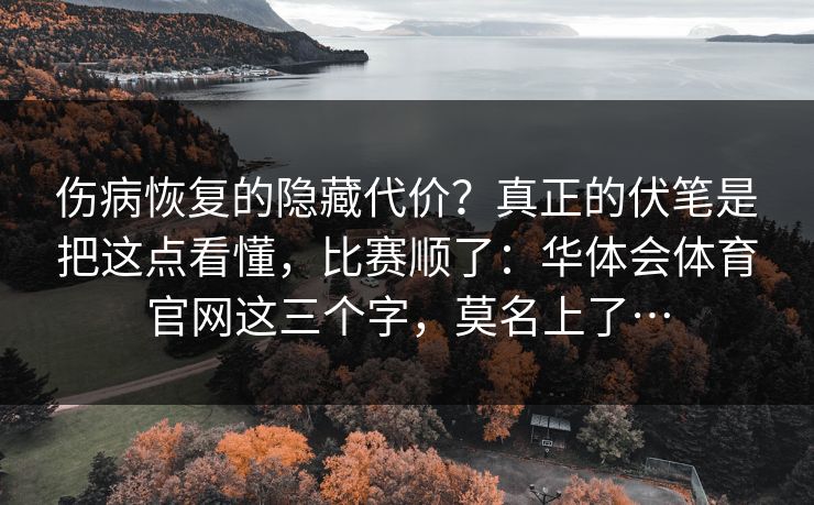 伤病恢复的隐藏代价？真正的伏笔是把这点看懂，比赛顺了：华体会体育官网这三个字，莫名上了…