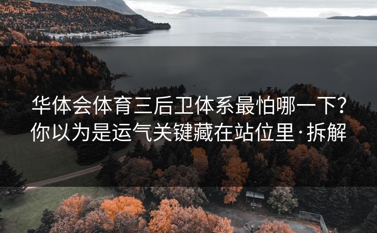 华体会体育三后卫体系最怕哪一下？你以为是运气关键藏在站位里·拆解