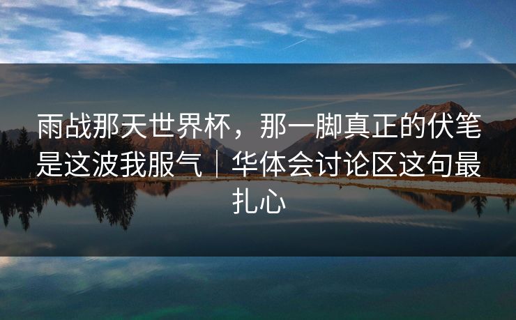 雨战那天世界杯,那一脚真正的伏笔是这波我服气|华体会讨论区这句最扎心