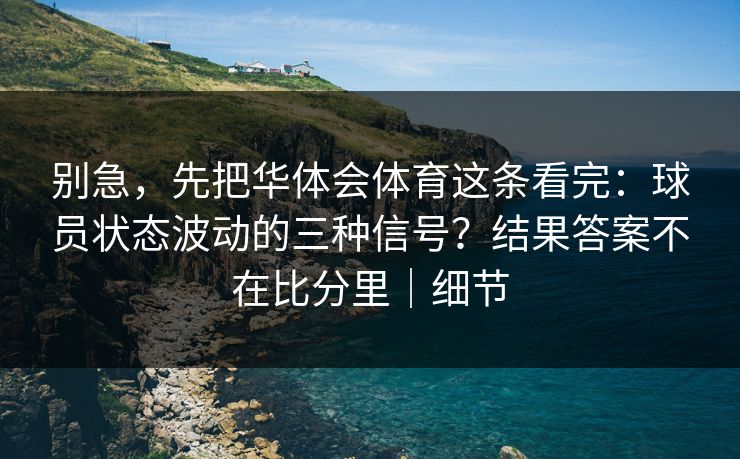 别急，先把华体会体育这条看完：球员状态波动的三种信号？结果答案不在比分里｜细节