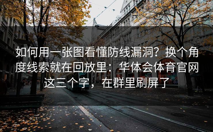 如何用一张图看懂防线漏洞？换个角度线索就在回放里：华体会体育官网这三个字，在群里刷屏了